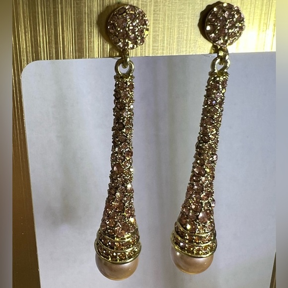 Heidi Daus 🆕Never Ending Glamour rose gold Swarovski crystals drop earrings - Picture 3 of 9
